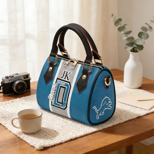 Discover Custom Name Detroit Football Fan PU Handle Bag, Personalized Crossbody & Handbag for Game Day Style, Game Day Gift
