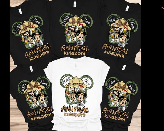 Discover Disney Animal Kingdom 2026 Family Shirts, Matching Safari Shirts, Custom Name Disney Trip Tees