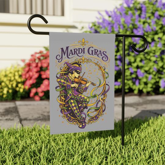Discover Mardi Gras Garden Flag | New Orleans Music Yard Flag | Mardi Gras 2026 House Flag | Jester Yard Sign
