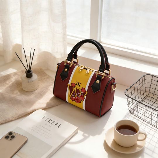 Discover Personalized PU Leather Handle Crossbody Bag with Custom Name, Football Inspired Purse for Women, Gift For Rave Fan