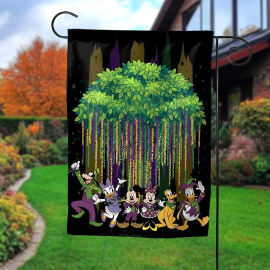Discover Disney Mardi Gras Garden Flag,Mickey and Friends Mardi Gras Flag,Mardi Gras Decor,Garden Flag Mardi Gras Decor,Outdoor Flag OHY513
