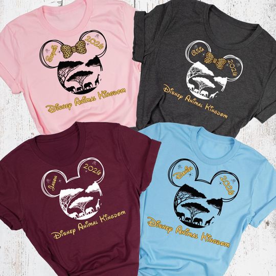 Discover Custom Disney Animal Kingdom Family Shirts 2026, Personalized Safari Mickey Ears, Matching Family Disney Trip T-Shirts