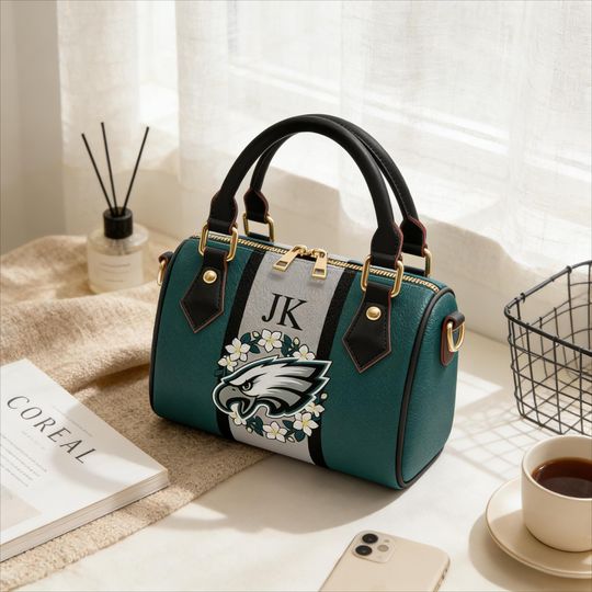 Discover Custom Name Football Fan Handle Bag, Personalized PU Leather Crossbody & Handbag for Game Day Style