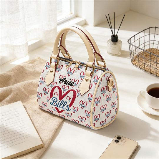 Discover Personalized PU Leather Handle & Crossbody Bag with Custom Name, Football Inspired Purse for Women, Gift For Rave Fan