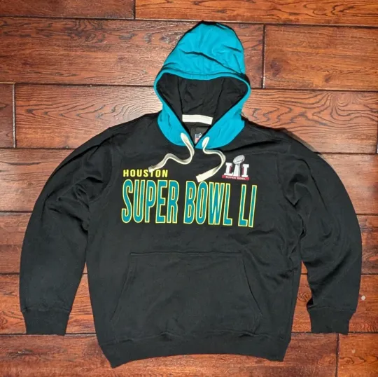 Discover football Team Apparel Super Bowl LI 51 Houston Black Embroidered Hoodie Size XL - NWT
