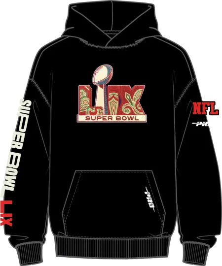 Discover Men's 2025 Super Bowl LIX 59 Pinnacle Drop Shoulder Pullover Fleece Hoodie