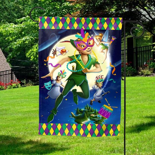 Discover Disneyland Peter Pan Mardi Gras Garden Flag, Custom Disney Family Fat Tuesday New Orleans, House Outdoor Lawn Decoration Flag JCJQ43