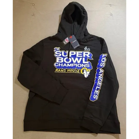 Discover Los Angeles Rams 2x Super Bowl Champions Hoodie Fanatics football Mens XL Black