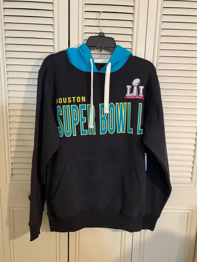 football Super Bowl LI in Houston Men's Size Medium Black  Hoodie NEW!