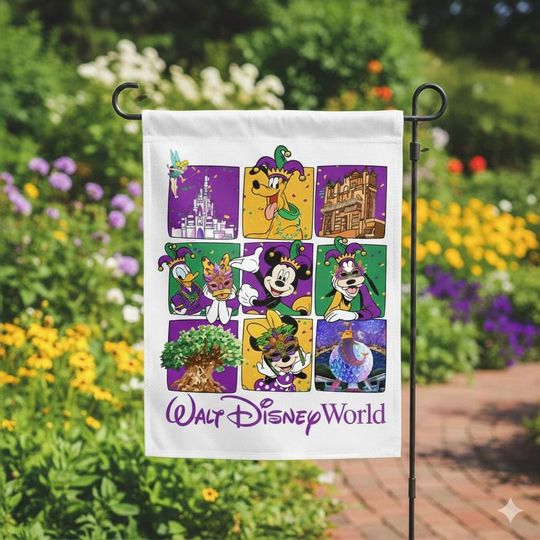 Discover Disney Mardi Gras Garden Flag,Mickey and Friends Mardi Gras Flag,Mardi Gras Decor,Garden Flag Mardi Gras Decor,Outdoor Flag OLIN570