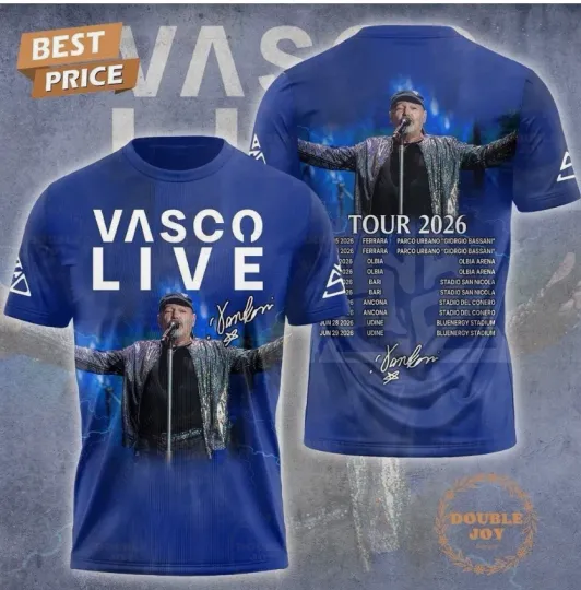 Discover Vasco Rossi Tour 2026 Special Edition Blue AOP T Shirt 3D
