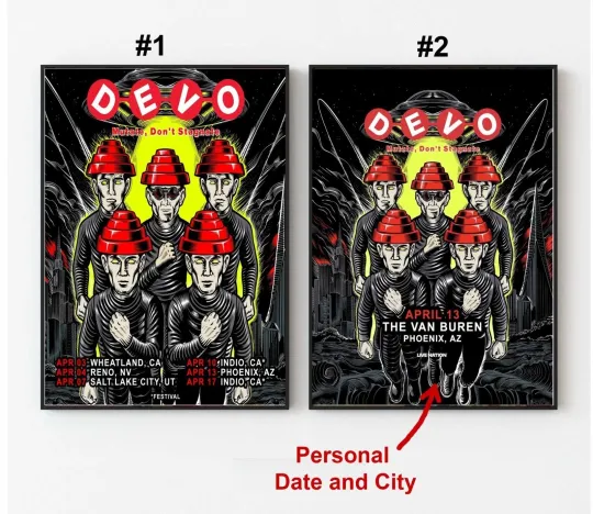 Discover Devo April Tour 2026 US Poster, Custom Date and City - No Framed