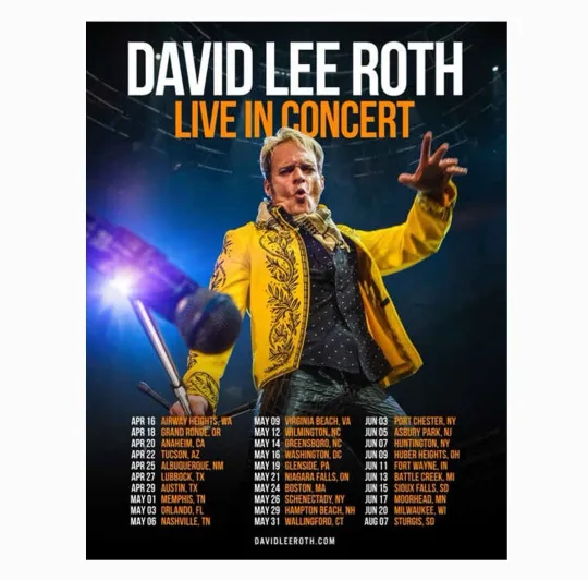 Discover David Lee Roth 2026 North American Tour Poster