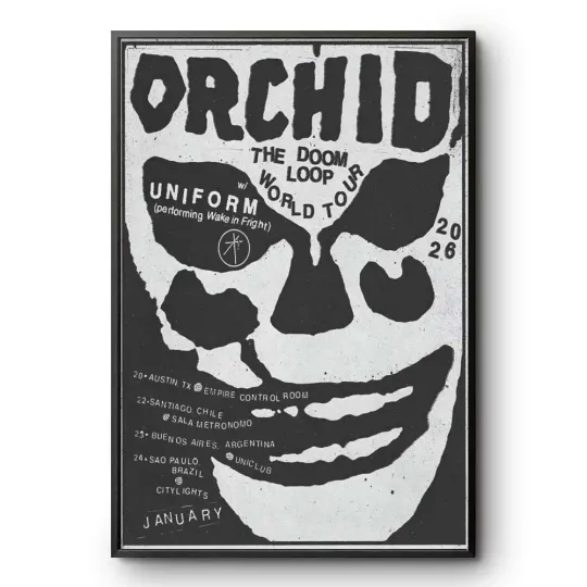 Orchid Dooom Loop World Tour 2026 Poster Screamo Punk Wall Art
