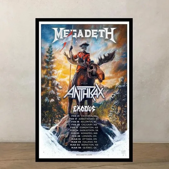 Megadeth Live in Canada 2026 Tour Poster – Epic Metal Concert Art, Unframed