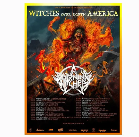 Discover BURNING WITCHES Witches Over North America 2026 Tour Poster
