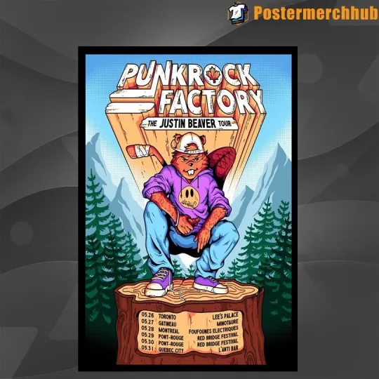 Punk Rock Factory The Justin Beaver Tour 2026 Poster Home Decor, Wall Art