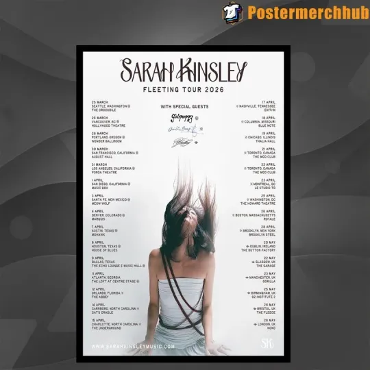 Discover Sarah Kinsley Fleeting Tour 2026 Poster Home Decor, Wall Art, Fan Gift