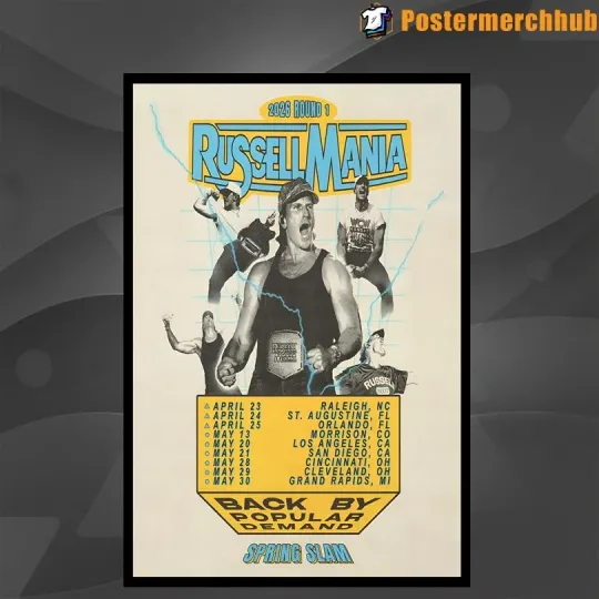 Discover Russell Dickerson Spring Slam Tour 2026 Poster Home Decor, Wall Art