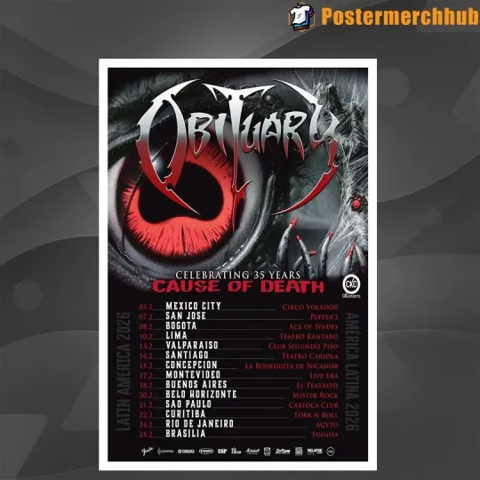 Discover Obituary February 2026 Latin America Tour Poster Home Decor, Wall Art