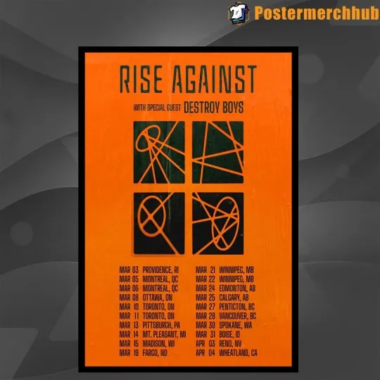 Discover Rise Against Tour Spring 2026 Poster Home Decor, Wall Art, Fan Gift