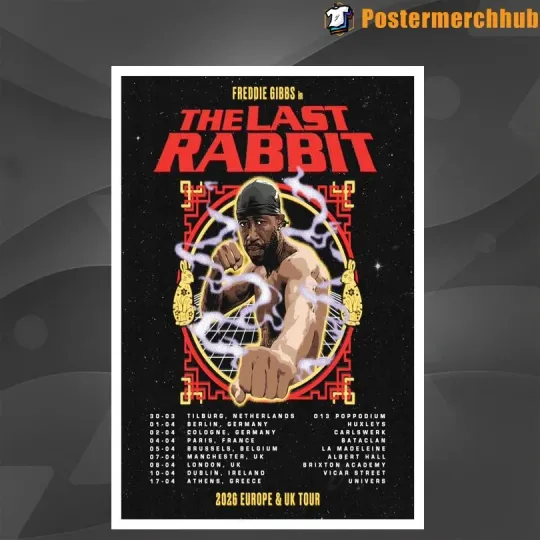Freddie Gibbs The Last Rabbit 2026 Europe & UK Spring Tour Poster