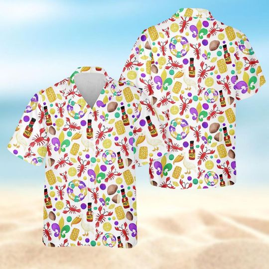 Hot Sauce Mardi Gras Hawaiian Shirt, Mardi Gras Carnival Button Shirt Men Women, Fat Tuesday Party Shirt, Festival Vacation Beach Shirt