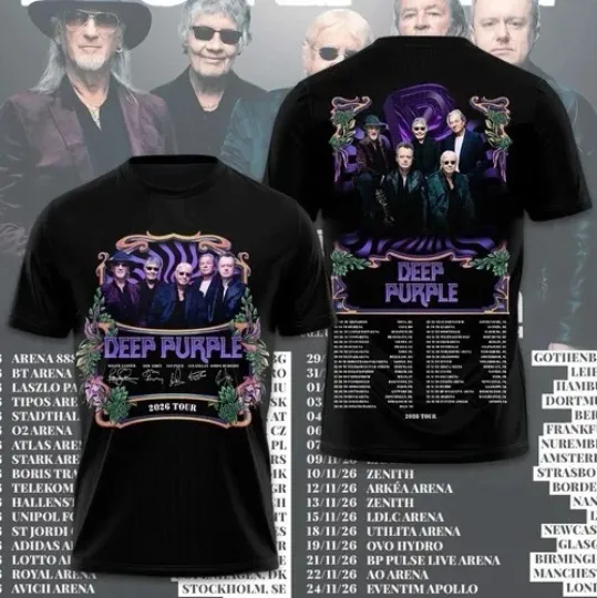 Discover Deep Purple Tour 2026 3D T-Shirt