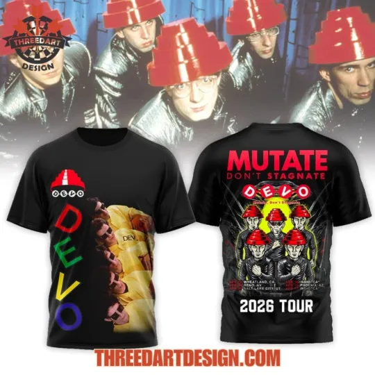 Discover Mutate Don’t Stagnate Devo 2026 Tour 3D T-Shirt