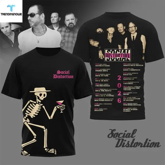 Discover Social Distortion European Tour 2026 Graphic Shirt 3D