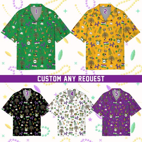 Discover Mardi Gras Hawaiian Shirt, Fat Tuesday Carnival Button Up Shirt, NOLA New Orleans Louisiana Festival Shirt, Mardi Gras Parade Party Shirt