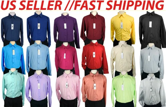 Discover Big and Tall Dress Shirts - Solid Long Sleeve Button Down Shirt - 3X 4X 5X 6X
