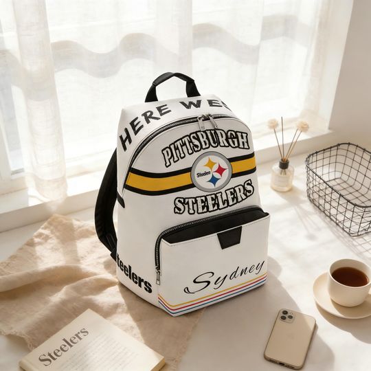 Discover Personalized PU Backpack with Custom Name, football Pittsburgh Football Fan Style Backpack for Daily Use