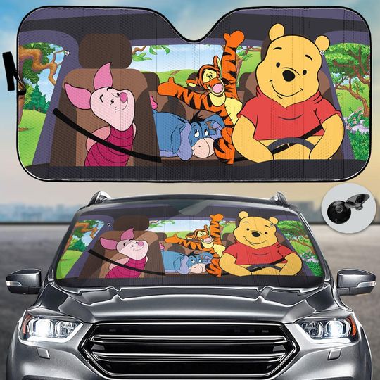 Discover Pooh And Friends Car Sunshade, Winnie The Pooh Sunshade, Pooh Bear Car Shade, Eeyore Auto Sunshade, Car Windshield Cover, Sun Visor Car