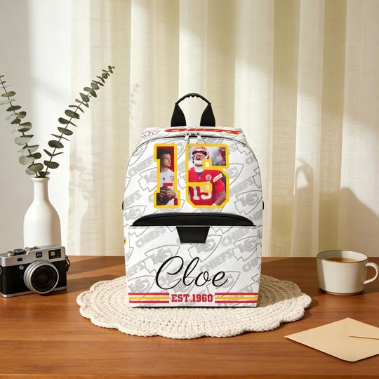 Custom Name Backpack, Kansas City Football Inspired Personalized Chief Fan Backpack