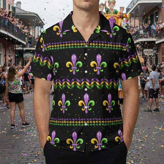 Discover Mardi Gras 2026 Button Shirt, Happy Mardi Gras Carnival Hawaiian Shirt, Mardi Gras New Orleans Holiday Shirt, Fat Tuesday Gift For Men