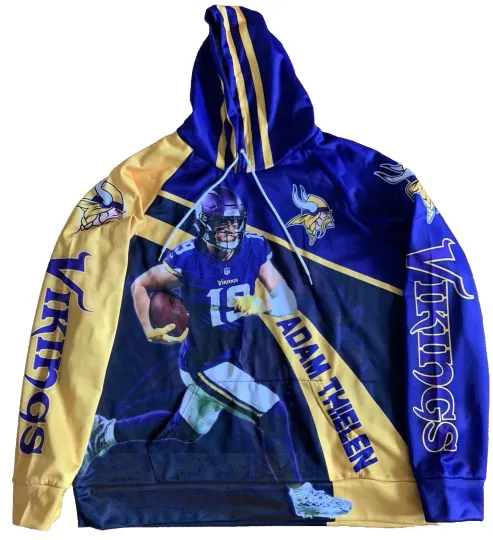 MINNESOTA VIKINGS football Pullover Purple Hooded Sweatshirt Hoodie Men's Size Large