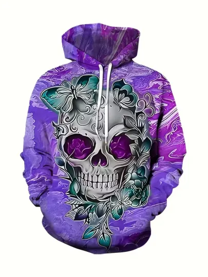Discover 3D Gothic Skull All Over Print Hoodie