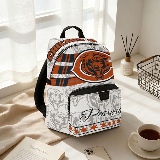 Discover Custom  Bears Football Backpack, Personalized Name Chicago Football Gift Bag, Holiday Gift for Man and Woman