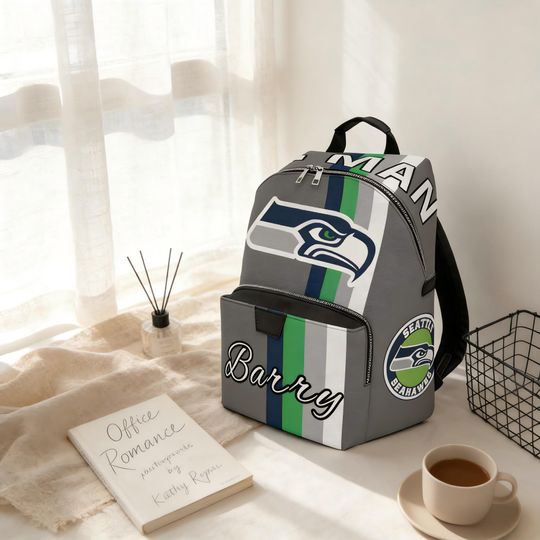 Custom Seattle Football Backpack, Personalized Name Seahawks Football Inspired Bag, Personalized Gift for Men & Women