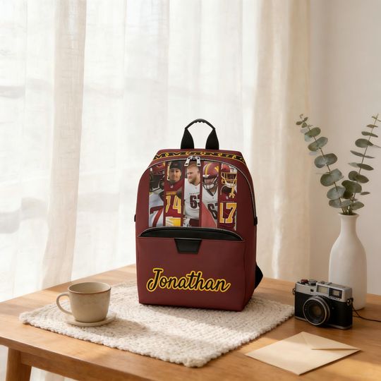 Discover Custom Washington Gift Backpack, Personalized Name & Photo PU Leather Backpack, Washington Football Inspired Personalized Fan Bag