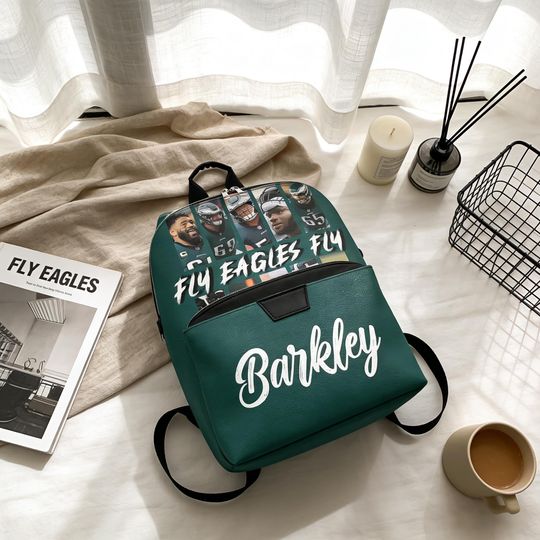 Discover Personalized Name & Photo PU Leather Bag, Custom Eagle Leather Backpack, Philly Football Bag, football sports Gift