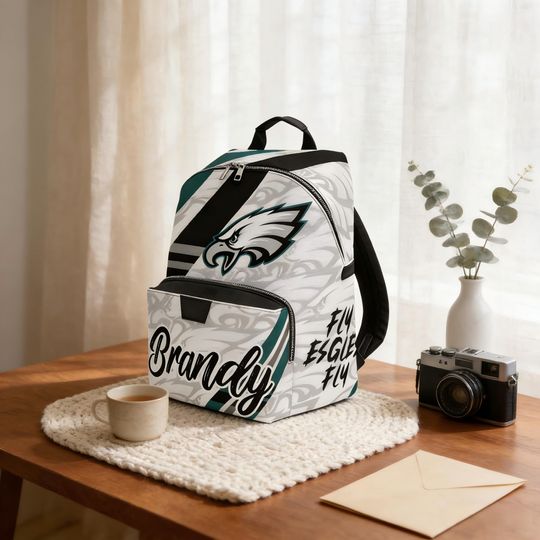 Discover Custom Eagle Gift Leather Backpack, Personalized Leather Bag, Philly Football Bag, football sports travel bag