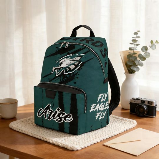 Discover Custom Philly Gift Leather Backpack, Personalized Leather Bag, Eagles Football Inspired Bag, Stylish Fan Gift for Everyday Use