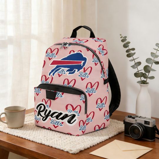 Discover Personalized Buffalo Leather Backpack, Custom Football Fan Gift, Custom Name Football Fan PU Bag, Team Gift, Gift for him