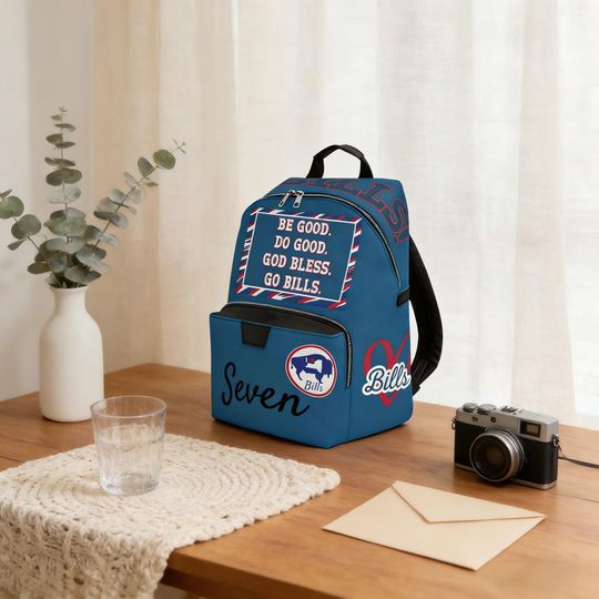 Discover Custom Name Buffalo Football Inspired PU Leather Backpack, Personalized Backpack for Men & Women, Gift For Football Fans