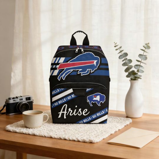 Discover Custom Name Buffalo Football Fan PU Backpack  Personalized Leather Look Backpack for Game Day Style, Gift For Football Fans