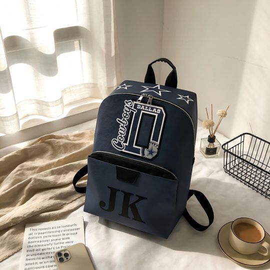 Discover Personalized Name PU Leather Backpack, Football Inspired Bag, Stylish Fan Gift for Everyday Use, Football Fan Gift