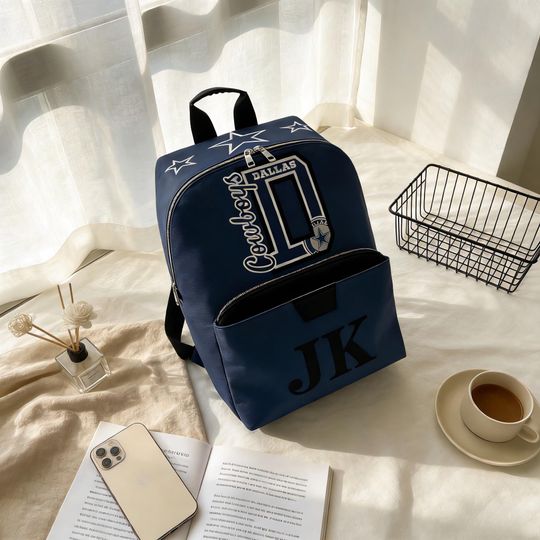 Discover Custom Name Football Fan PU Backpack, Personalized Leather Look Backpack for Game Day Style, Football Fan Gift