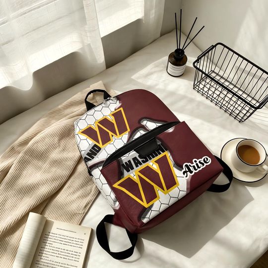 Discover Personalized Name PU Leather Backpack, Football Inspired Bag, Stylish Fan Gift for Everyday Use, Football Fan Gift